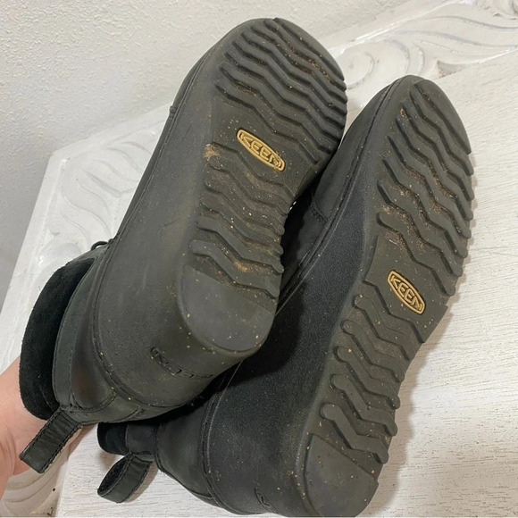 Keen Womens Akita Wedge Boot 9.5 Black Suede Leather Lace Up #1007689 - Picture 7 of 8